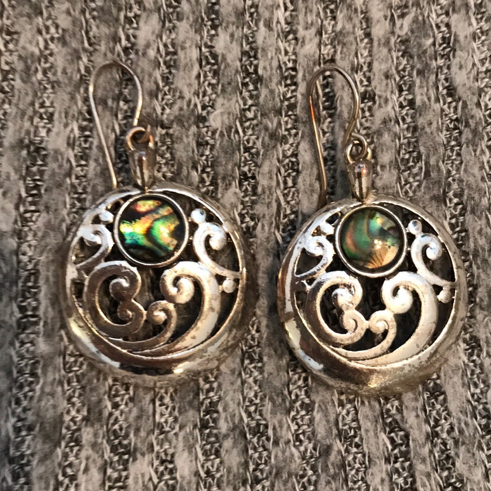 Abalone and silver look earrings